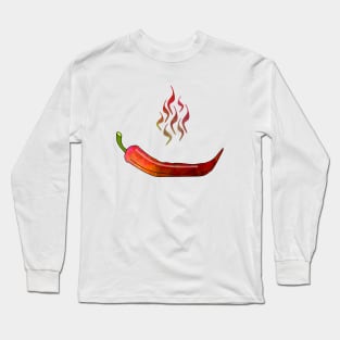 SPICY Food Flaming Red Chili Pepper Long Sleeve T-Shirt